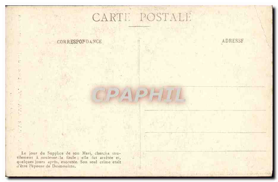 CPA Musee Carnavalet Mme Lucile Desmoulins — Verso