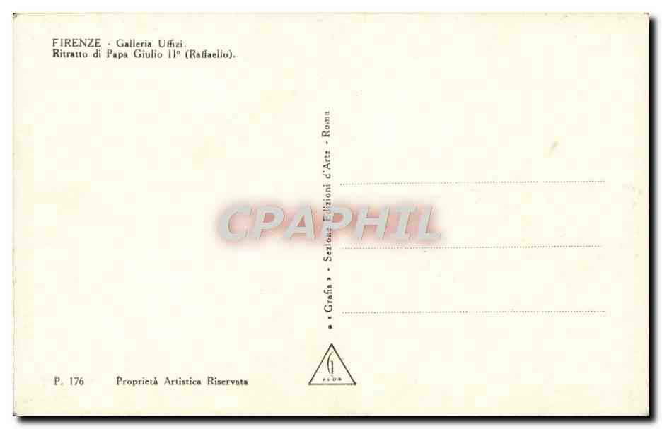 CPA Firenze Galleria Uffizi Ritratto di Papa Giulo II Raffaello — Verso