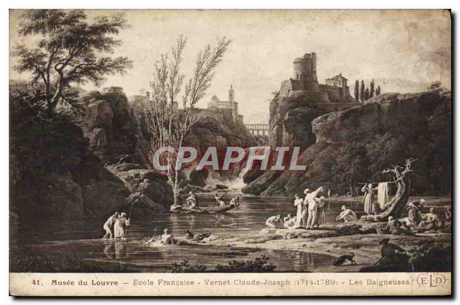 CPA Musee du Louvre Ecole Francaise Vernet Claude Joseph Les Baigneuses 