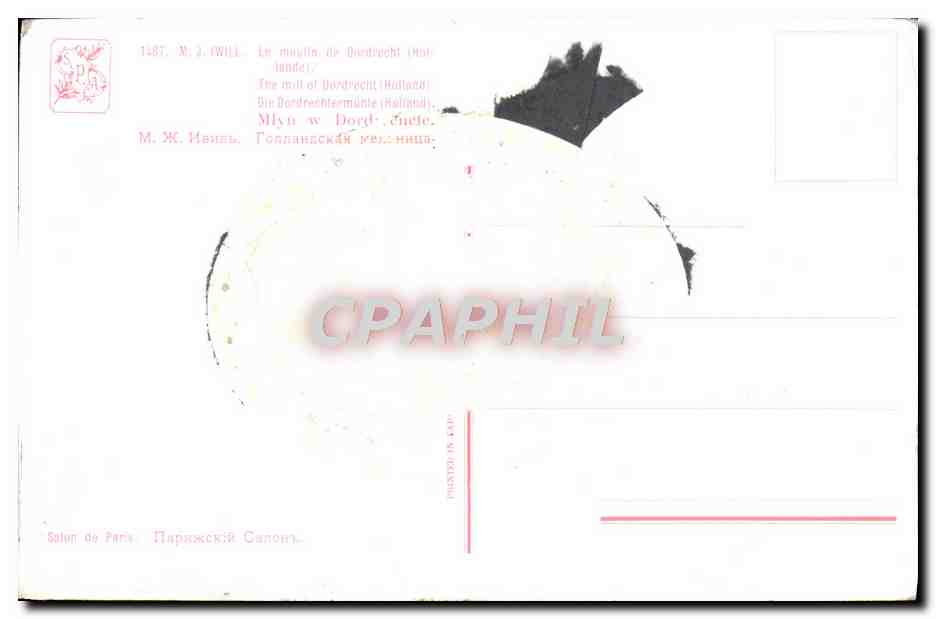 CPA Iwill Le moulin de Dordrecht  — Verso