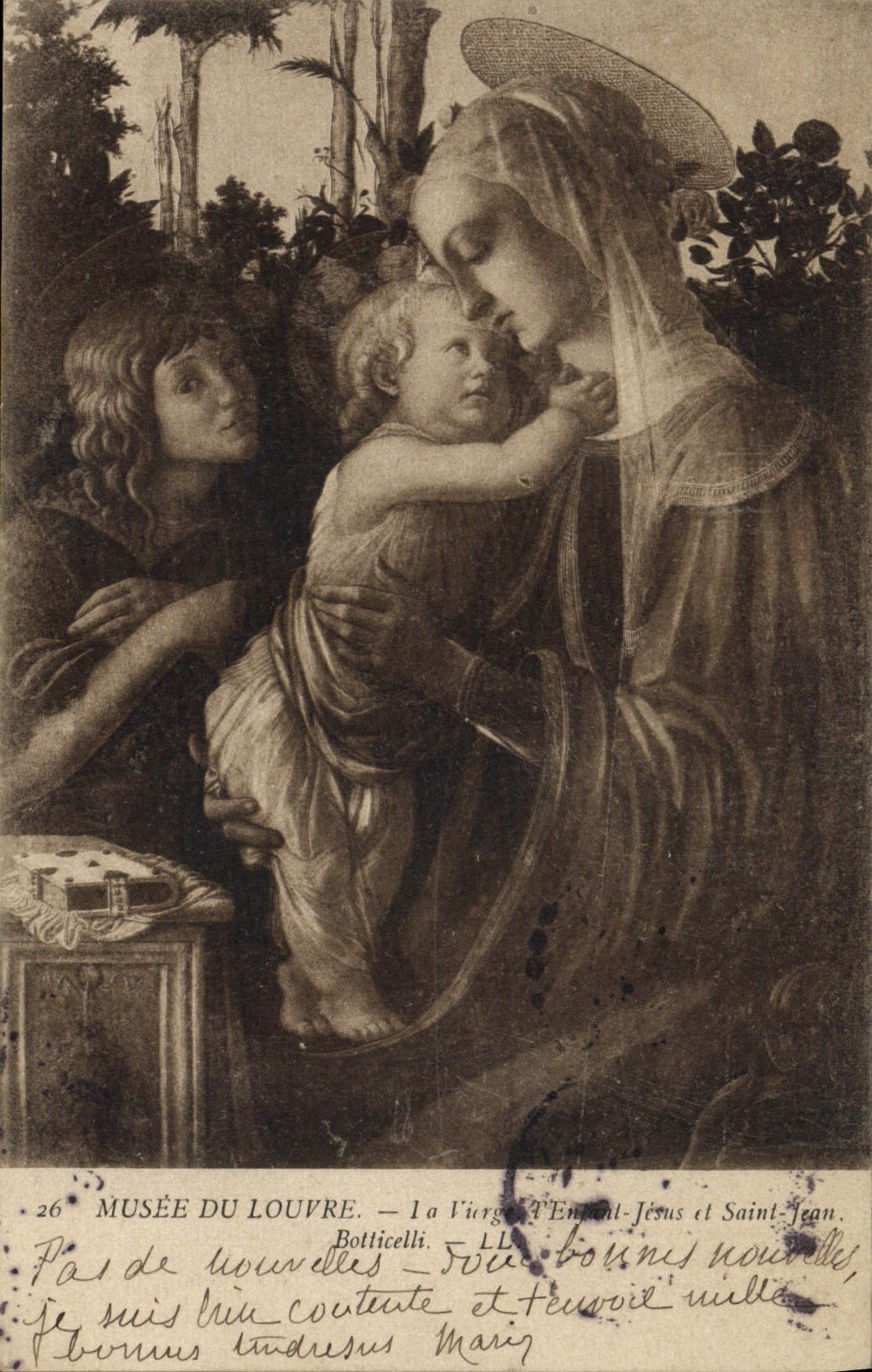 CPA Musee du Louvre La Vierge et l'enfant Jesus et Saint Jean Botticelli