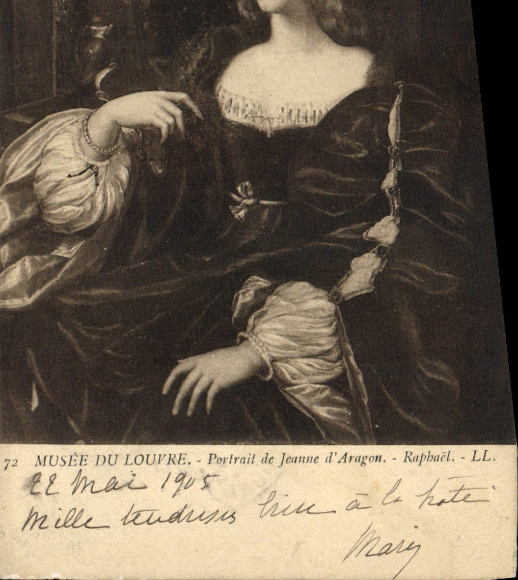CPA Musee du Louvre Portrail de Jeanne d'Aragon Raphael 