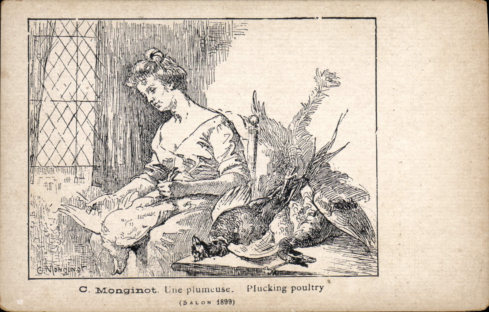 CPA C Monginot Une Plumeuse 