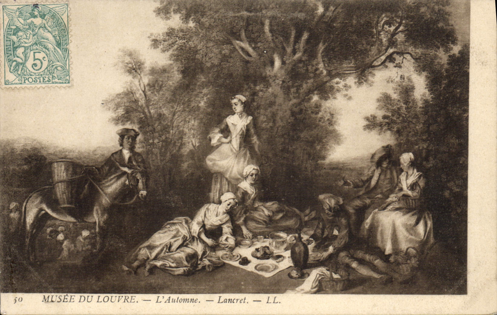 CPA Musee du Louvre L'Automme Lancret Ane Mule