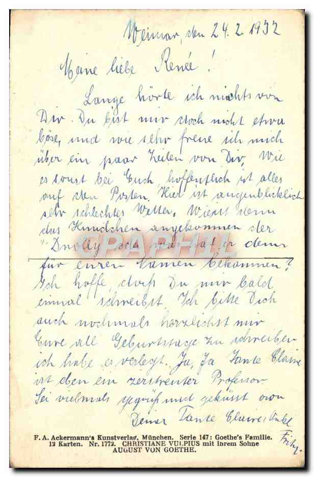 CPA Christiane und August  — Verso