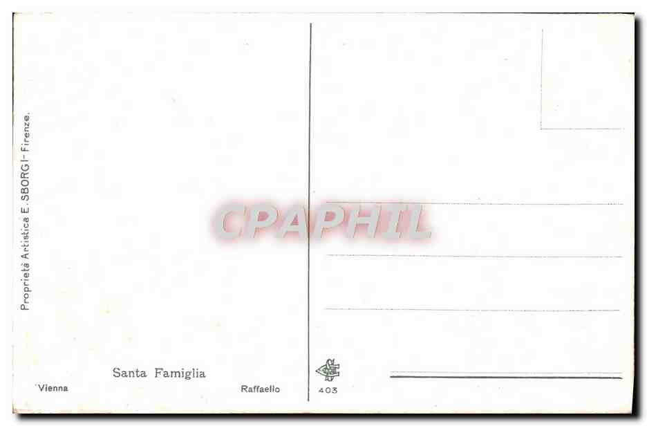 CPA Santa Familla Raffaello — Verso