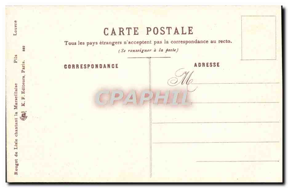 CPA Rouget de Lisle chantant la Marseillaise Pils Louvre  — Verso