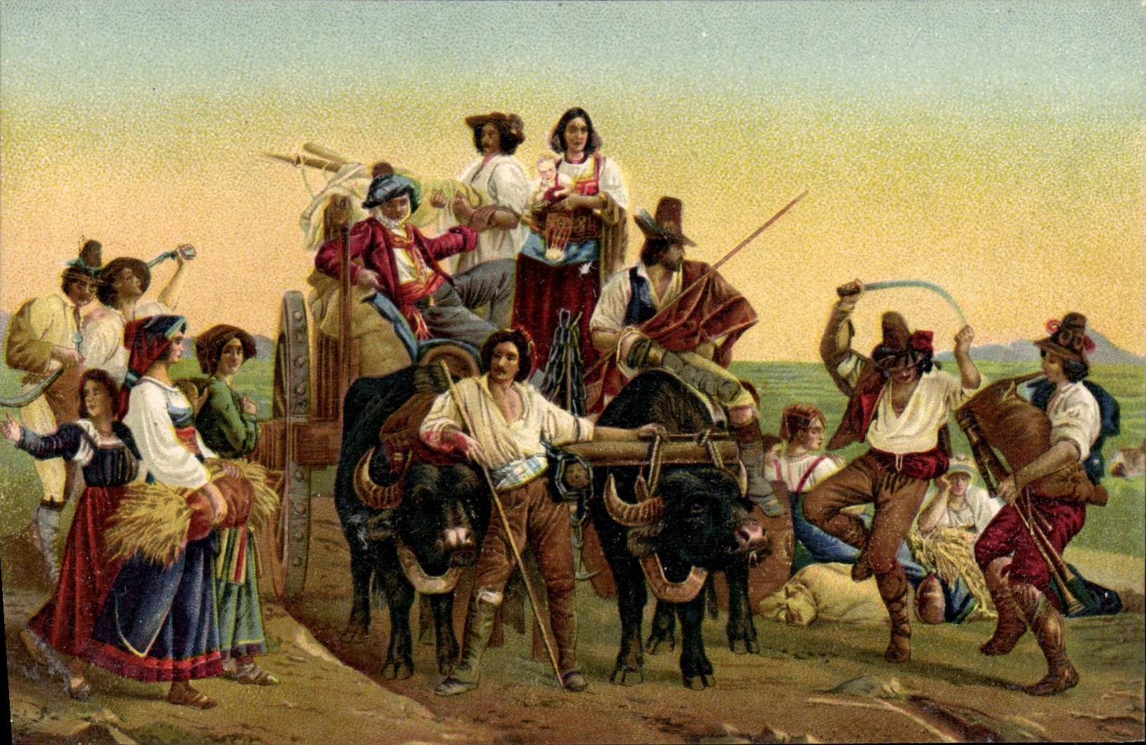 CPA L'arrivee des moissonneurs dans les marais Poantis Leopold Robert Louvre 