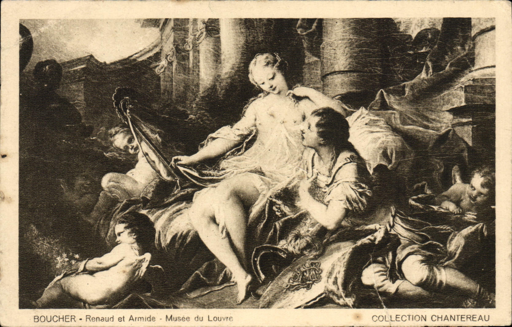Vintage Postcard Boucher Renaud et Armide Museum of the Louvre Chantereau