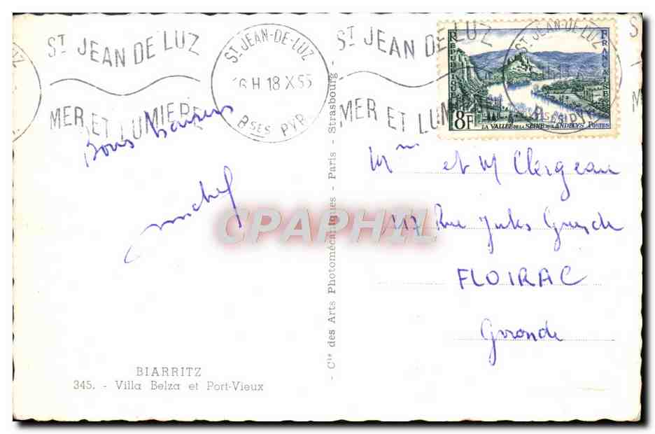 CPM Biarritz Villa Belza et Port Vieux  — Verso