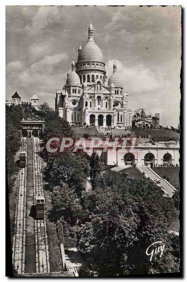 CPM Paris et ses Merveilles Basilique du Sacre Coeur de Montmartre et le funiculaire