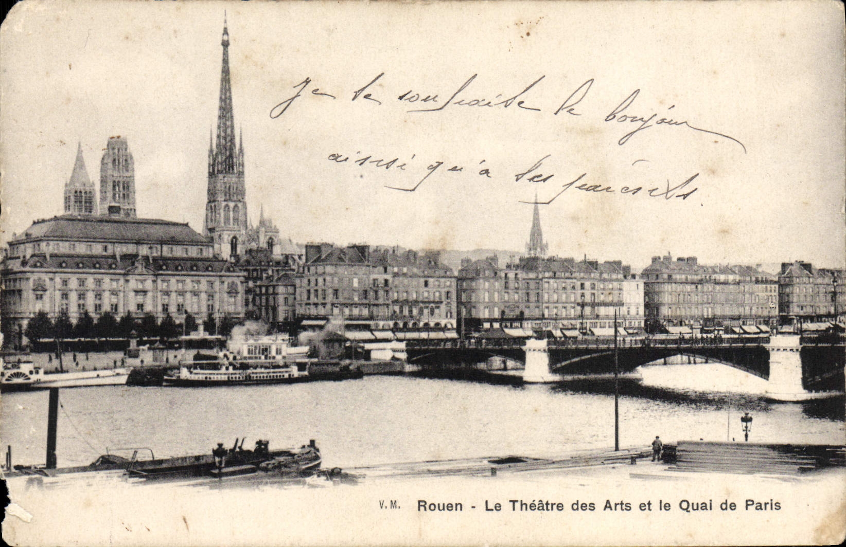 CPA Rouen Le Theatre des Arts et le Quai de Paris 