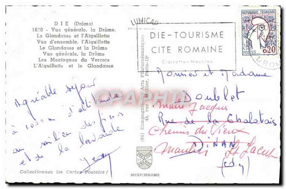 CPM Die Vue generale la Drome Le Glandasse et l'Aiguillette Vercors  — Rückseite