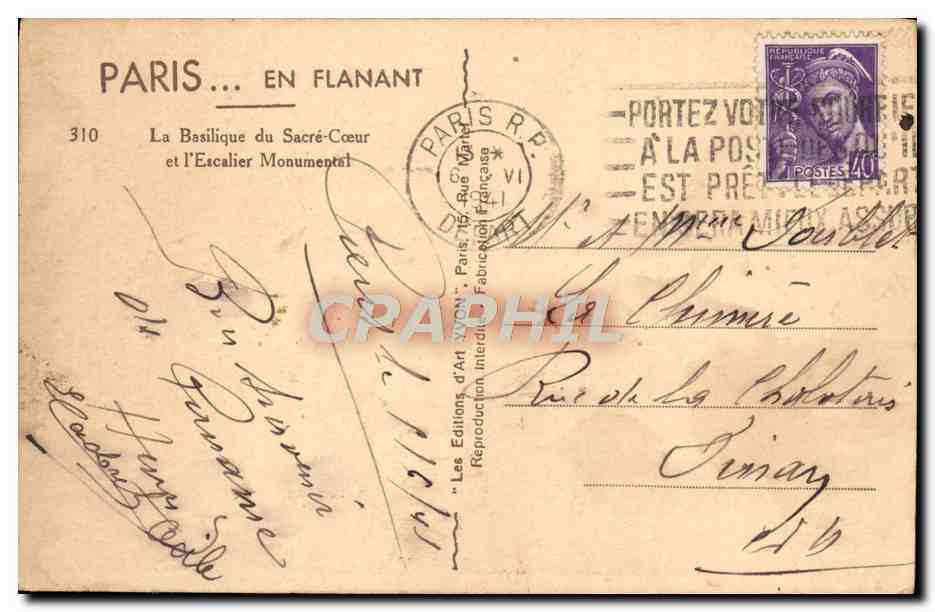 CPA Paris En Flanant La Basilique du Sacre Coeur et l'Escalier Monumental — Rückseite