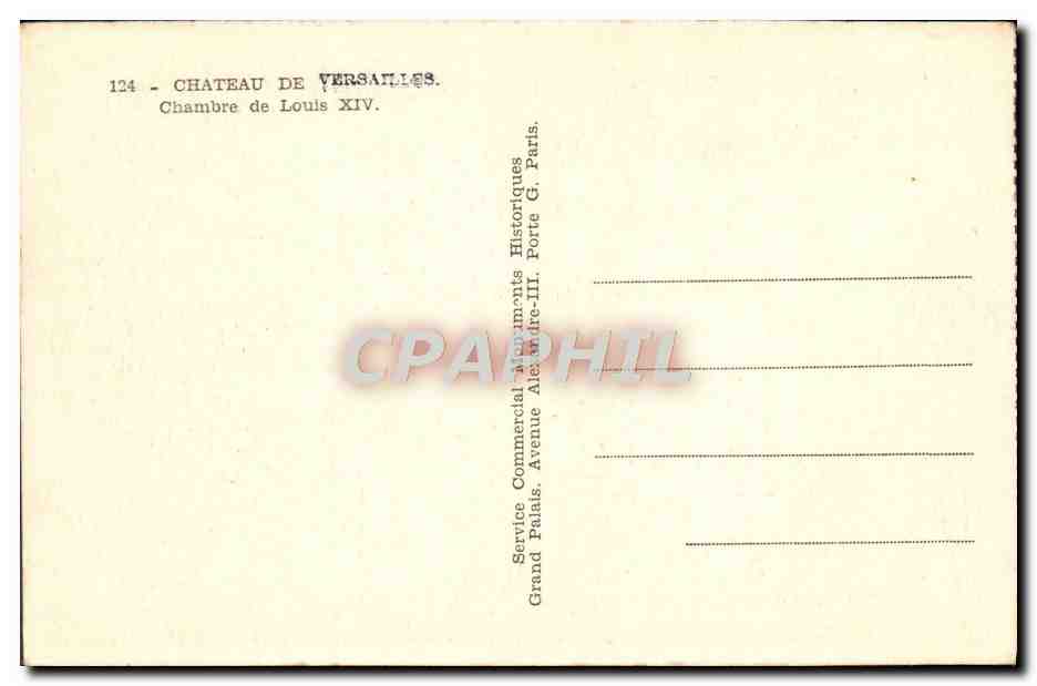 CPA Chateau de Versailles Chambre de louis XIV — Verso