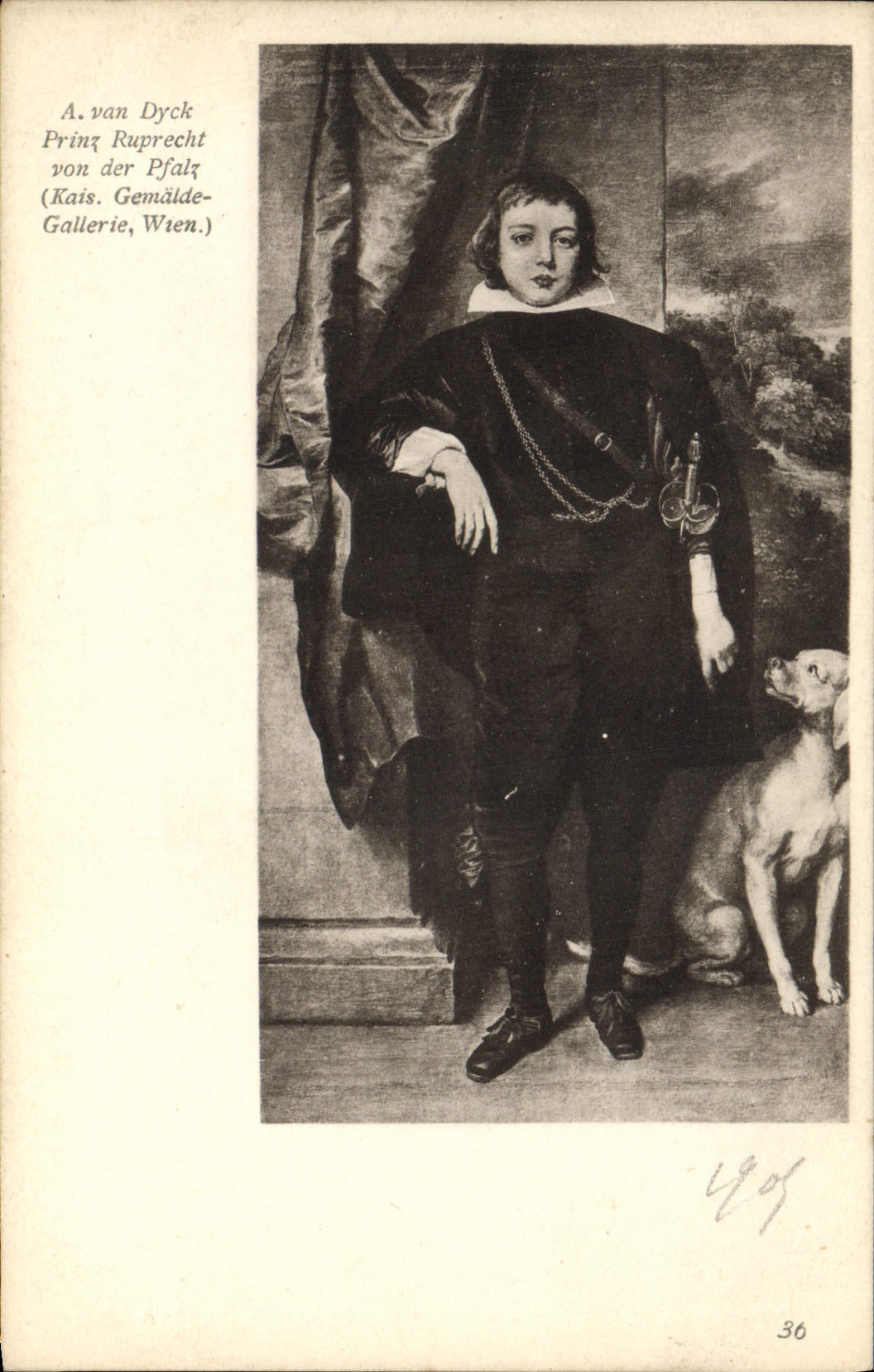 CPA A van Dyck Prinz Ruprecht von der Pflaz Kais Gemalde Gallerie Wien Chien