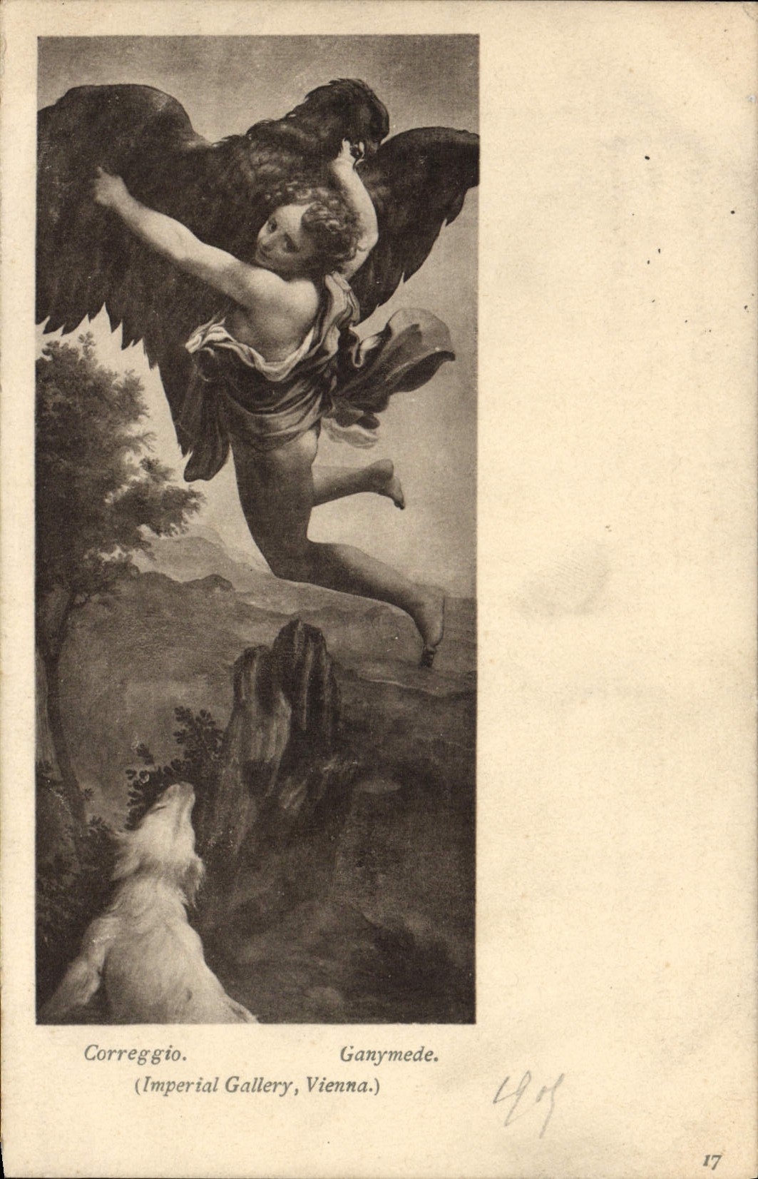 CPA Correggio Ganymede Imperial Gallery Vienna Chien