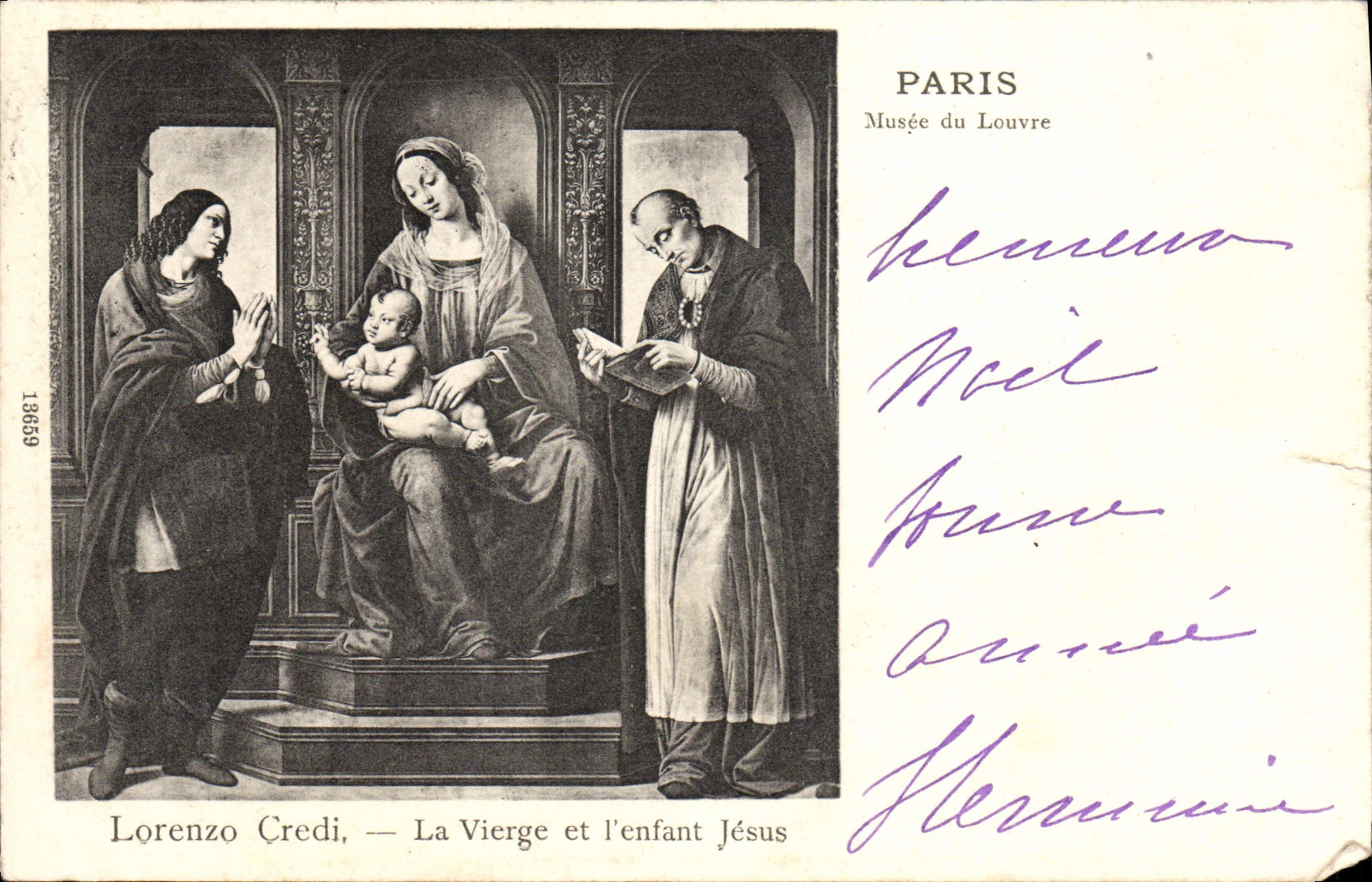 CPA Paris Musee du Louvre Lorenzo Credi La Vierge et l'enfant Jesus 