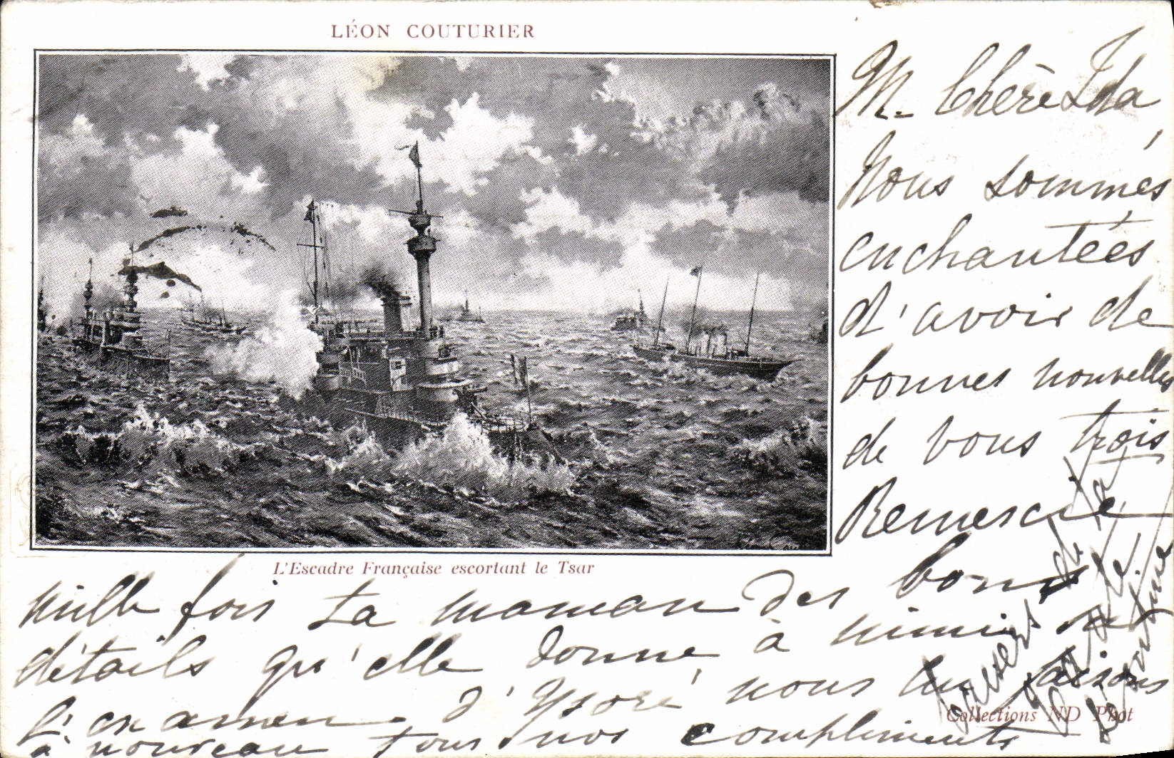 CPA Leon Couturier L'escadre francaise escortant le Tsar Russie Russia 