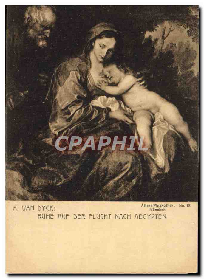 CPA Ruhe Auf Der Flucht Nach Aegypten Van Dyck Egypte