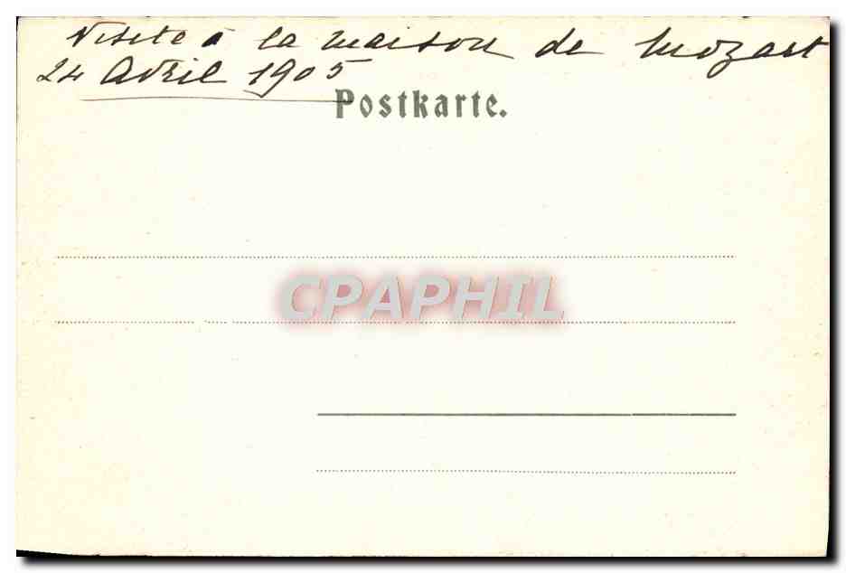 CPA Familie Mozart Clavecin — Verso