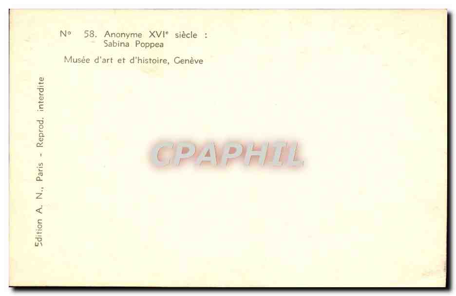 CPA Anonyme XVl e Siecle Sabina Poppea Musee d'art et d'histoire Geneve  — Rückseite
