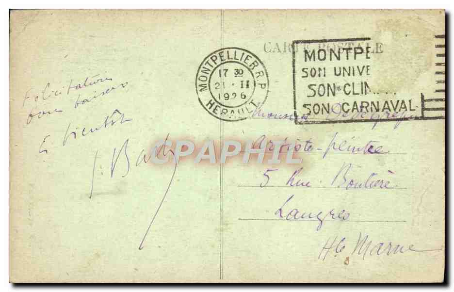 CPA Musee de Montpellier Cabanel Phedre  — Verso