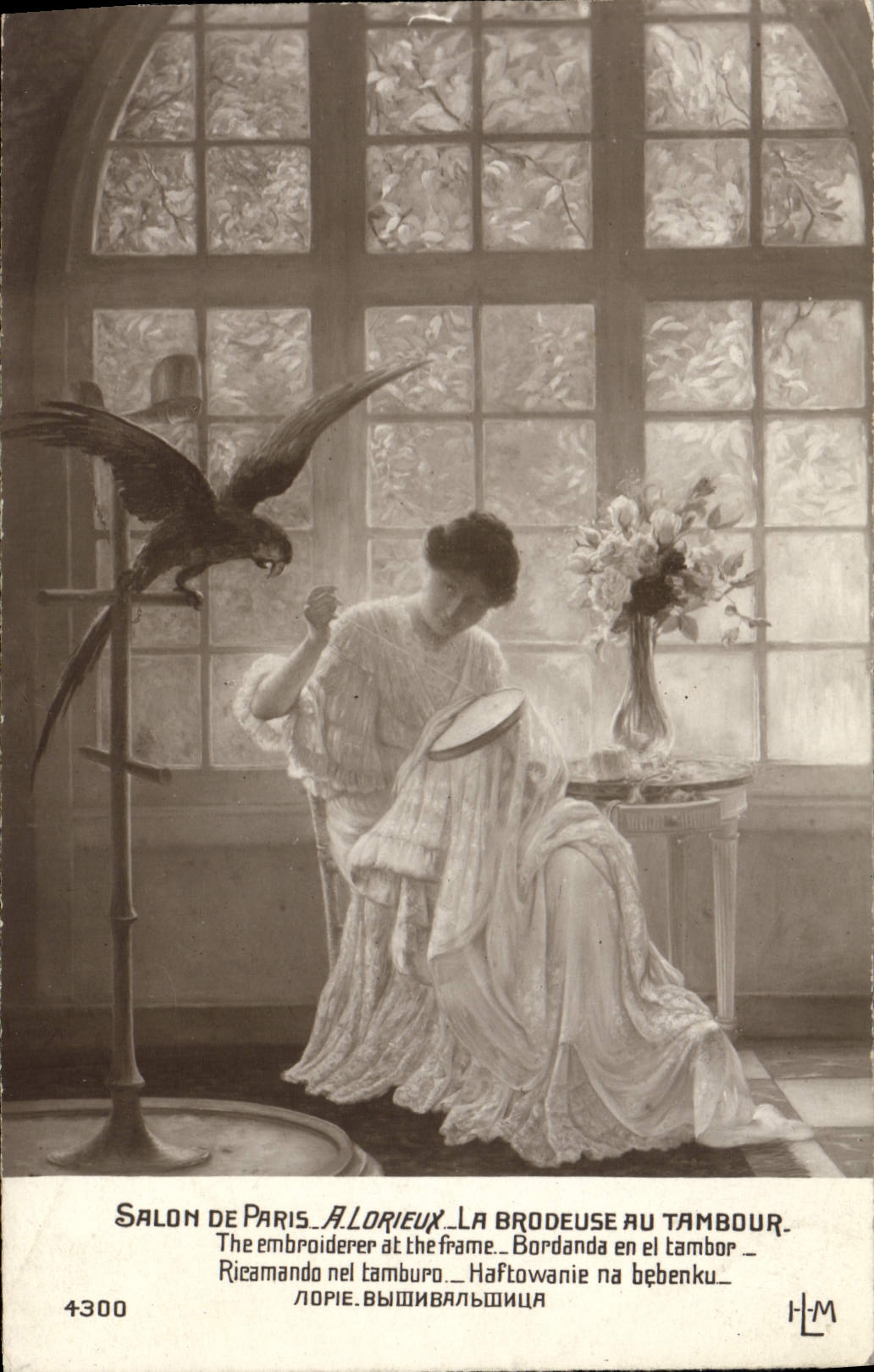 CPA Salon de Paris A Lorieux La brodeuse au tambour Perroquet 