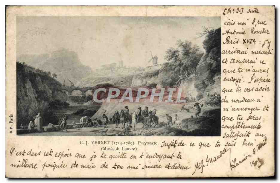 CPA C J Vernet Paysage Musee du Louvre 