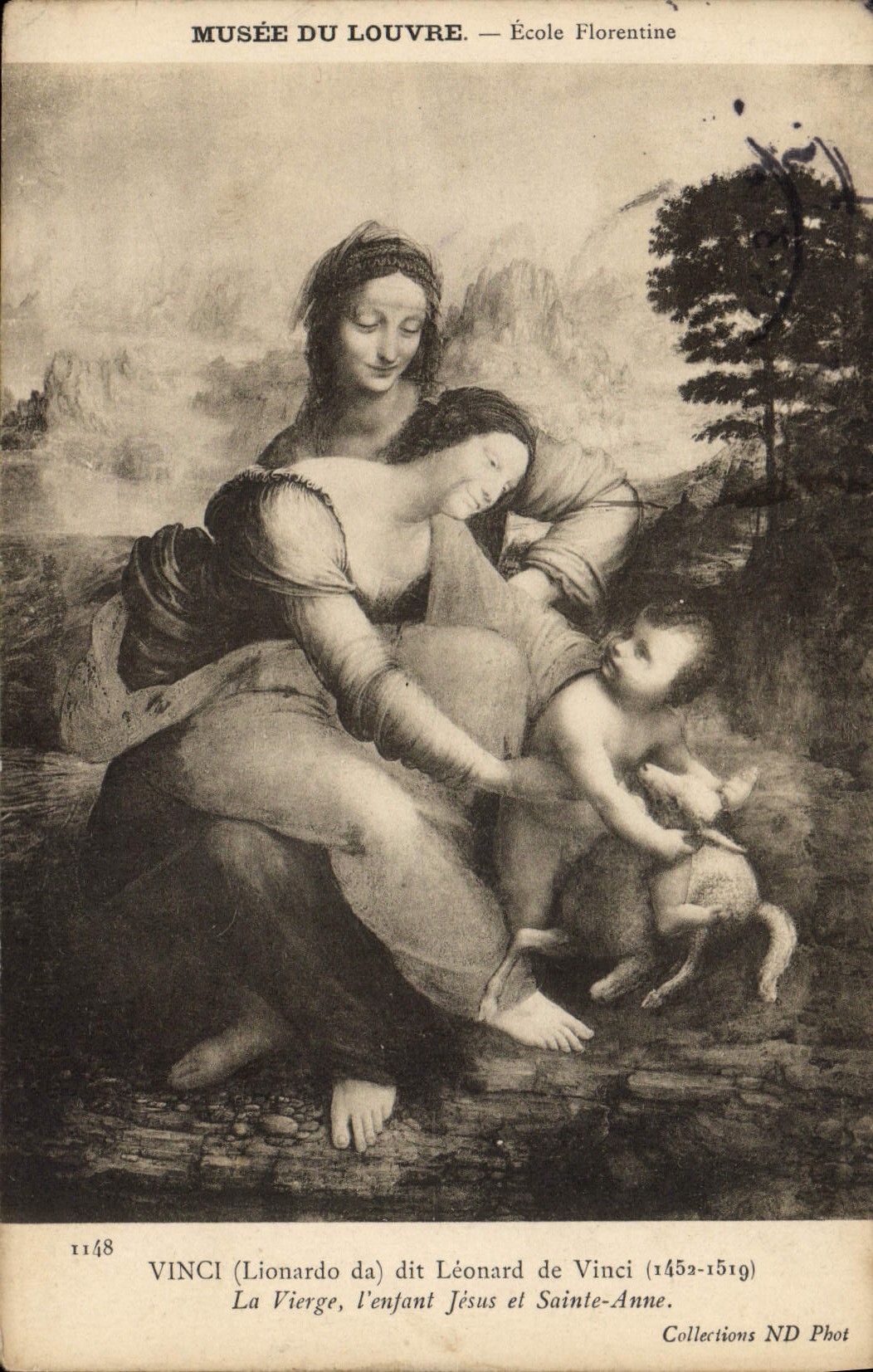 CPA Musee du Louvre Ecole Florentine Vinci Leonard de Vinci La Vierge l'enfant Jesus et Sainte Anne 