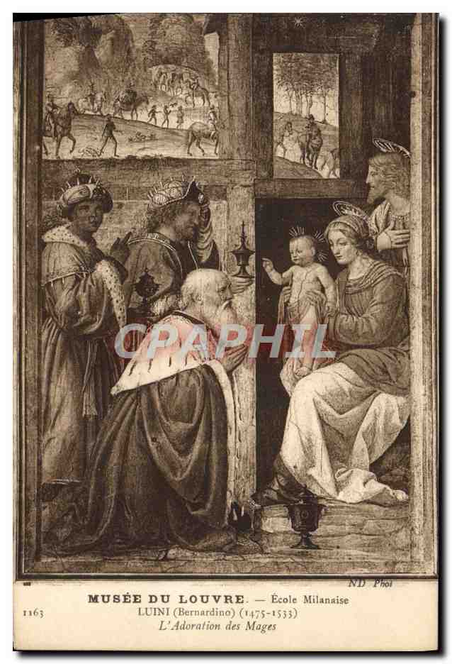 CPA Musee du Louvre Ecole Milansaise Luini L'adoration des Mages 