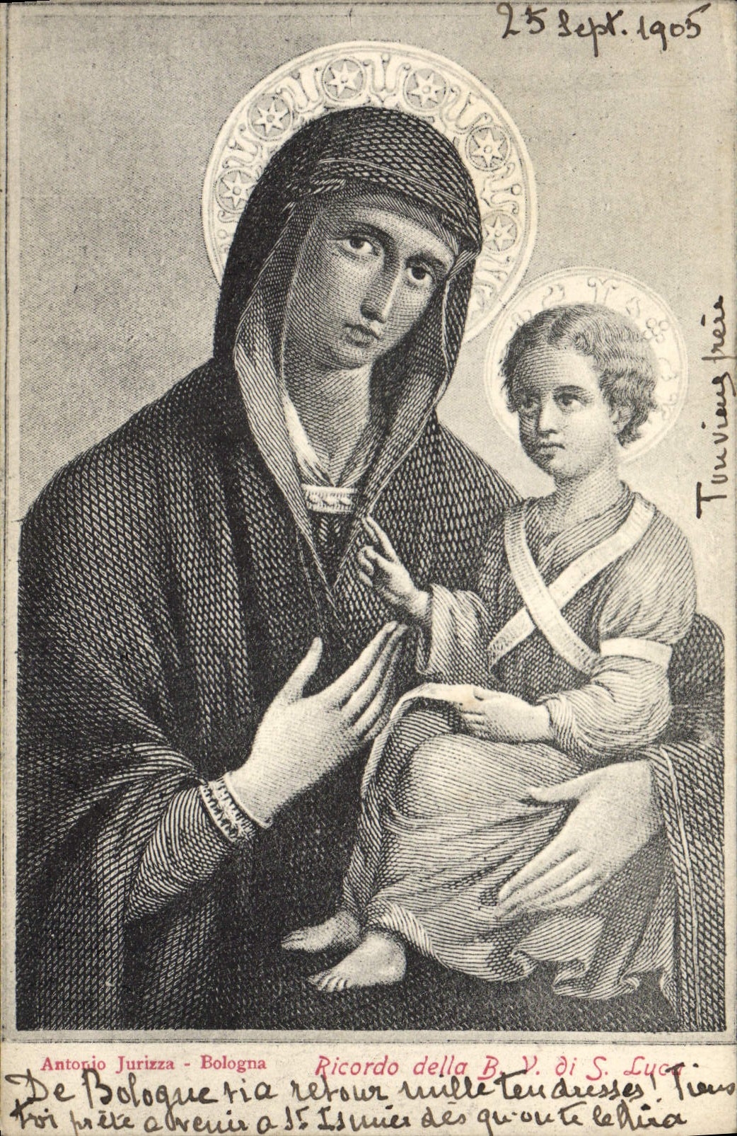 Vierge à l'Enfant — Antonio Jurizza - Bologna — Cartolina Postale Italiana