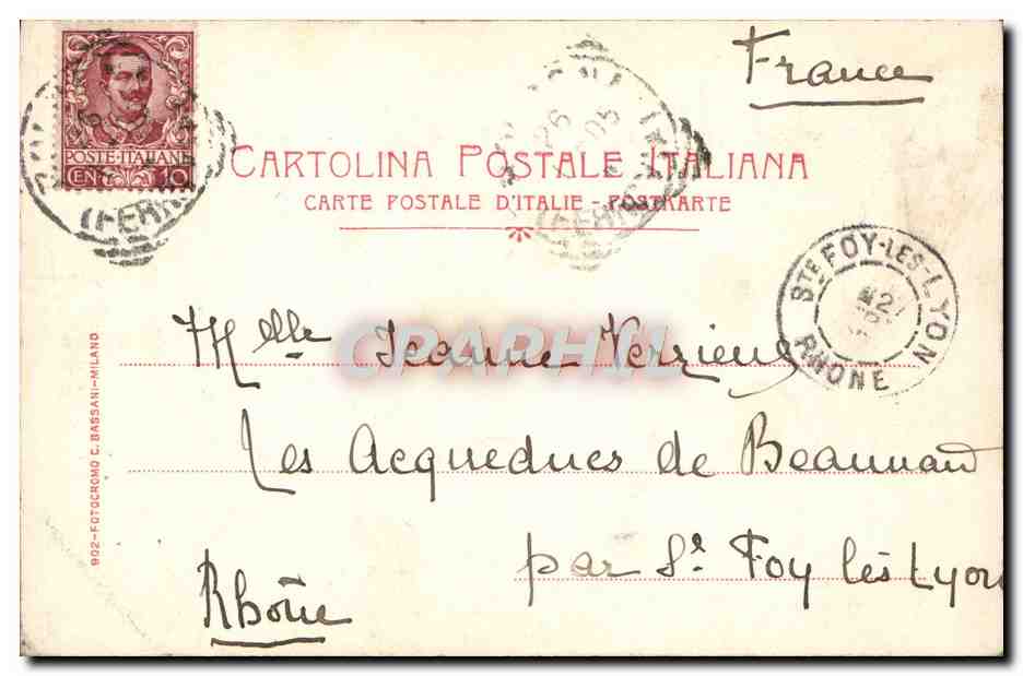 Vierge à l'Enfant — Antonio Jurizza - Bologna — Cartolina Postale Italiana — Verso
