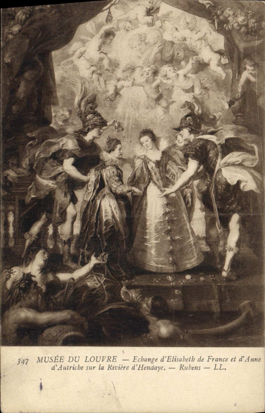 CPA Musee du Louvre Echange d'Elisabeth de France et d'Anne d'Autriche sur le riviere d'Hendaye Rubens