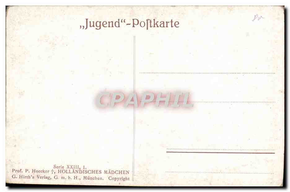 CPA Prof P hoecker Hollandisches Madchen  — Verso