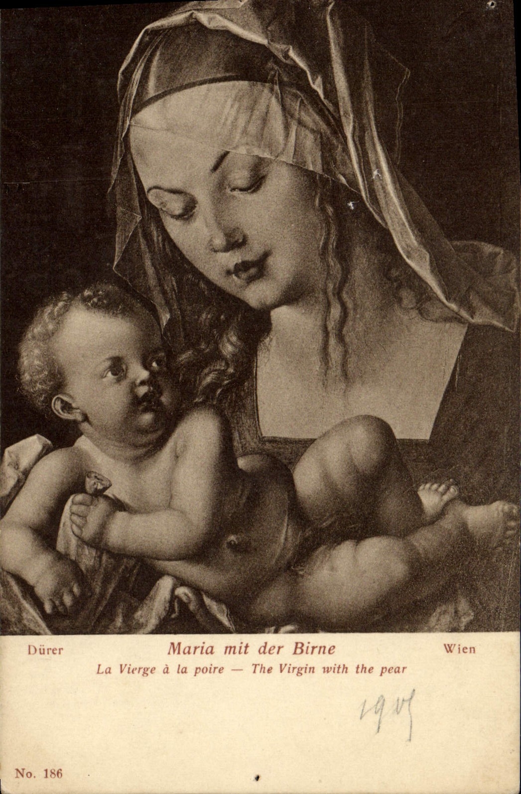 CPA Maria mit der Birne La Vierge a la Poire 