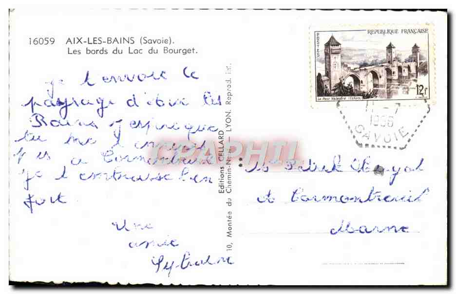 CPM Aix les Bains Les bords du Lac du Bourget Bateaux — Verso