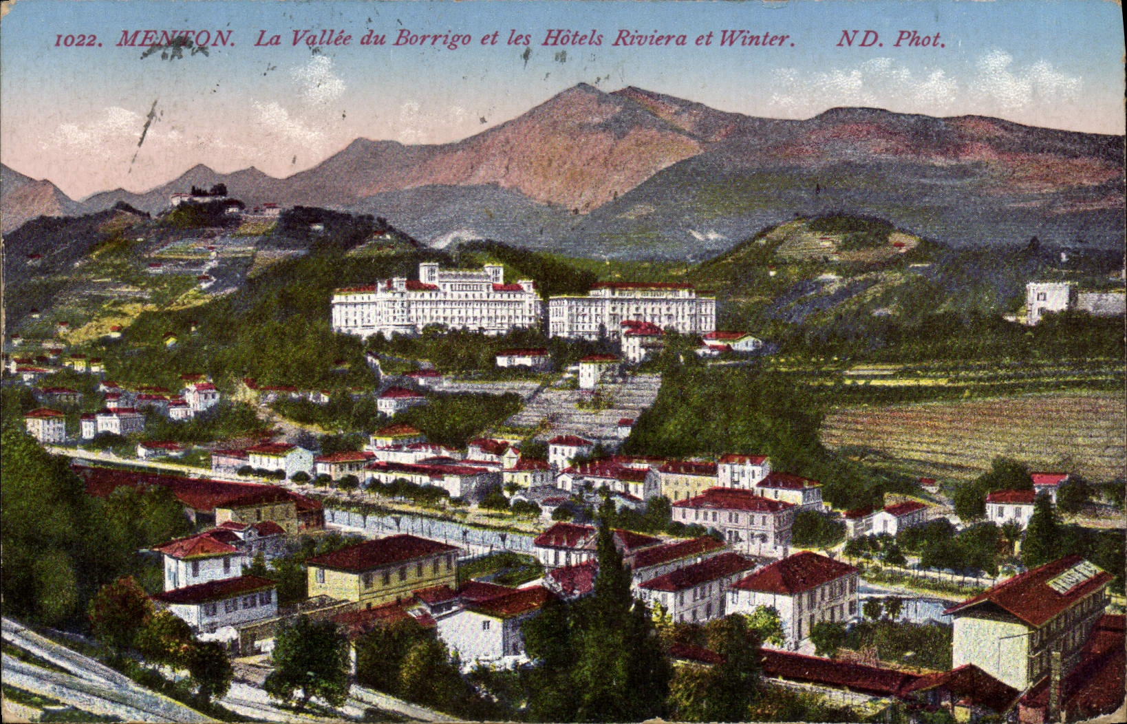 CPA Menton La Vallle du Borrigo et les Hotels Riviera et Winter 