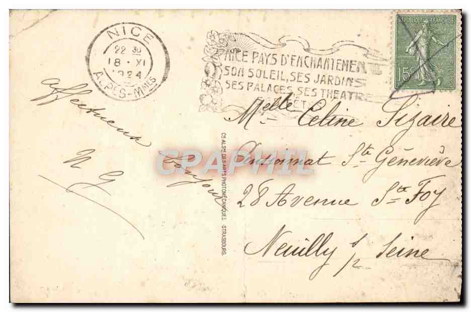 CPA Beaulieu et le Cap Ferrat Vue Generale  — Rückseite