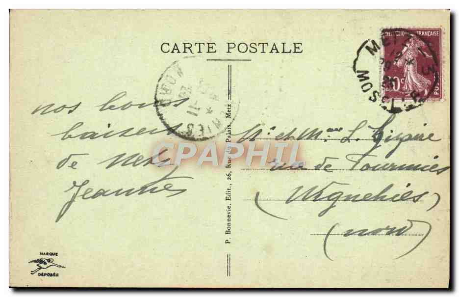CPA Metz Moyen Pont Eglise Reformee Militaria — Verso