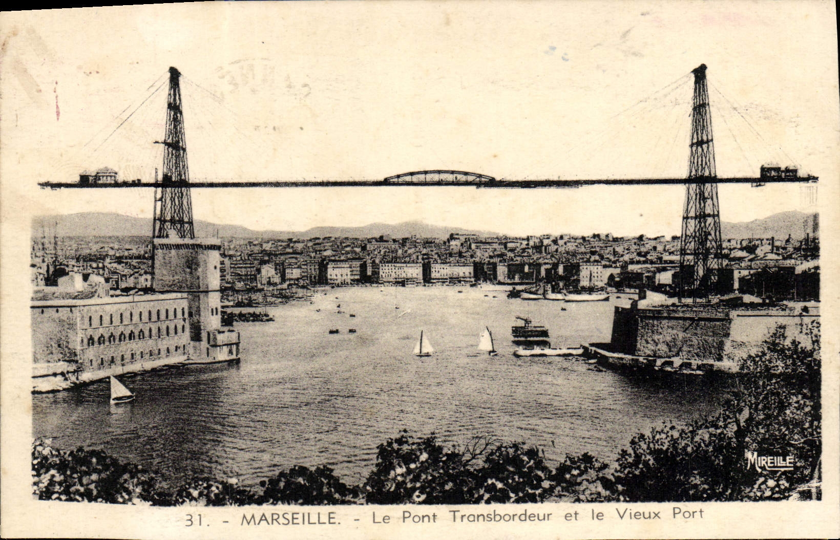 CPA Marseille Le Pont Transbordeur et le Vieux Port 