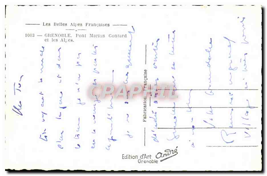 CPM Ghenoble Pont Marius Gontard et les Alpes — Verso