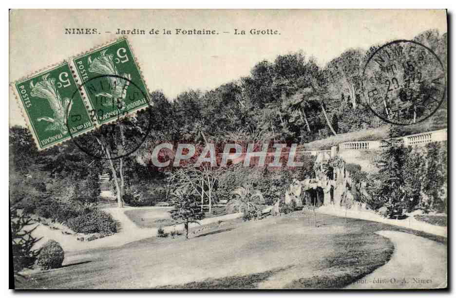 Nîmes — Jardin de la Fontaine — La Grotte — édit. O. A. Nîmes