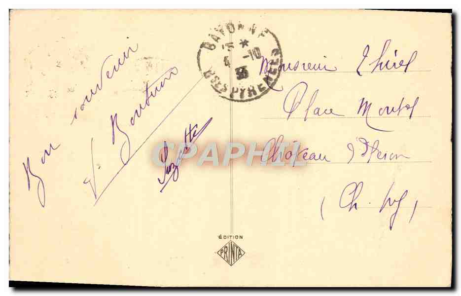 Bayonne — La Place Lavigerie vers la Nive — Édition Printa — Verso