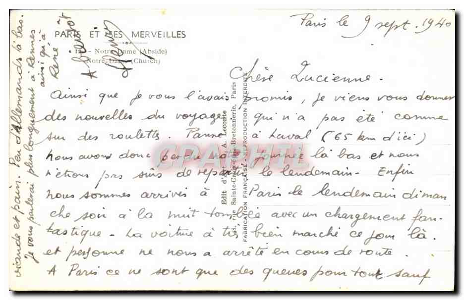 CPM Paris Notre Dame Abside — Verso