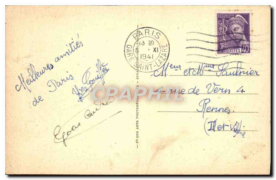 CPA Paris L'Hotel de ville — Verso