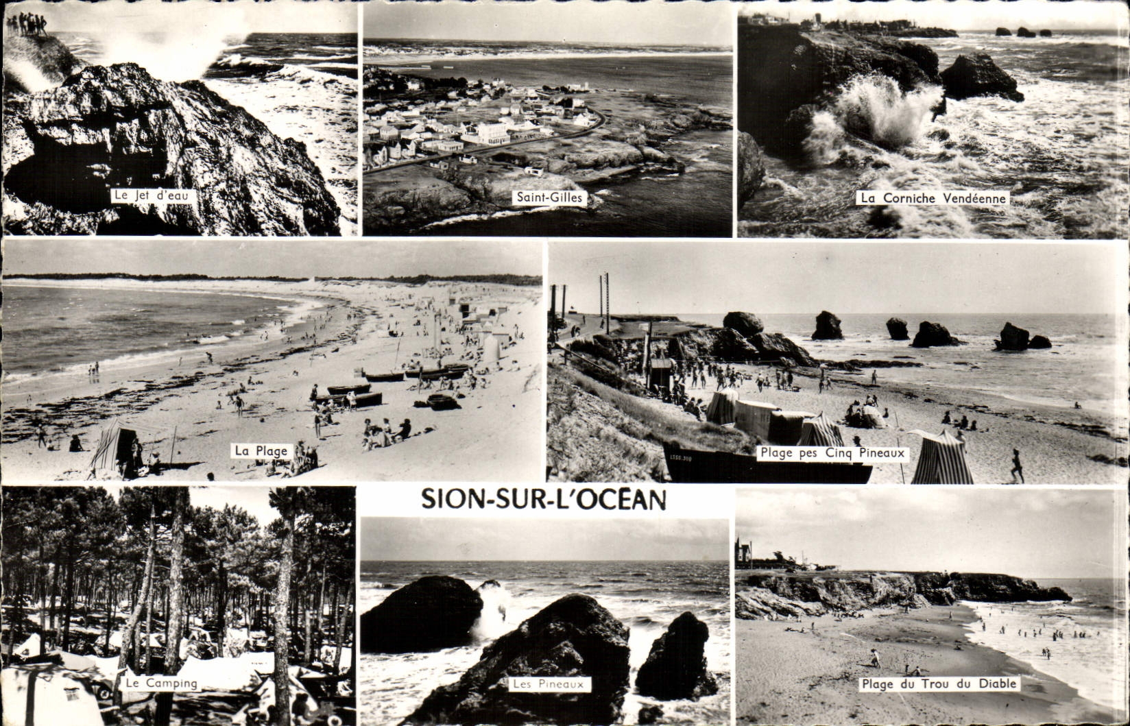CPM Sion Sur L'ocean Le jet d'eau Saint Gilles La corniche vendeenne La plage 