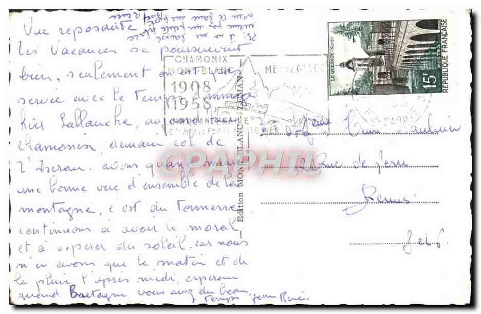 CPM Chamonix Mont Blanc Vaches — Verso