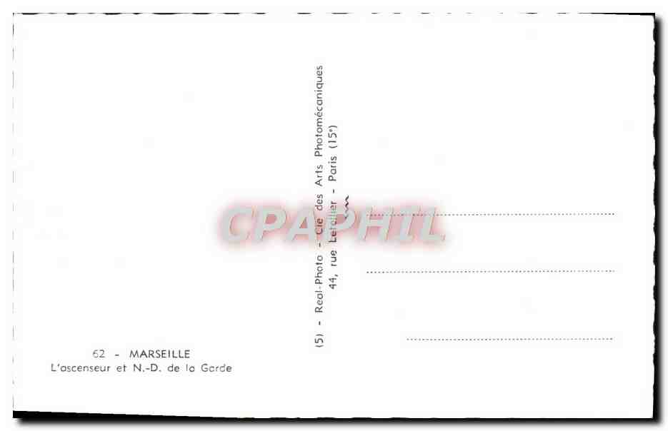 CPM Marseille L'ascenseur Et ND de la Garde — Verso