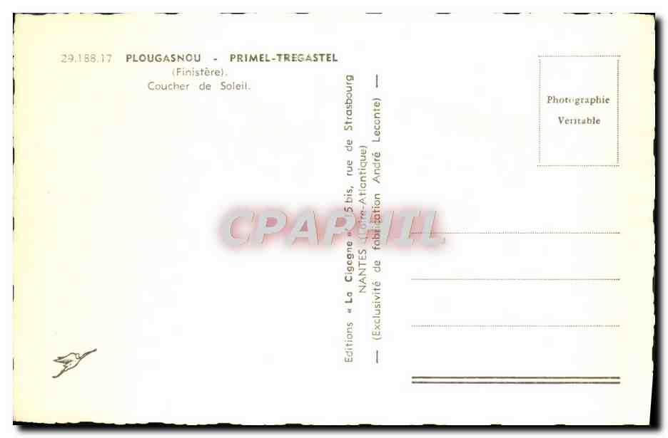 CPM Plougasnou Primel Tregastel Coucher de soleil — Rückseite